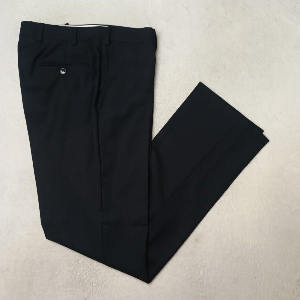 Suitsupply Pants Men 33x32 Black Slim Wool Lined Flat Front Dress Slacks Suit